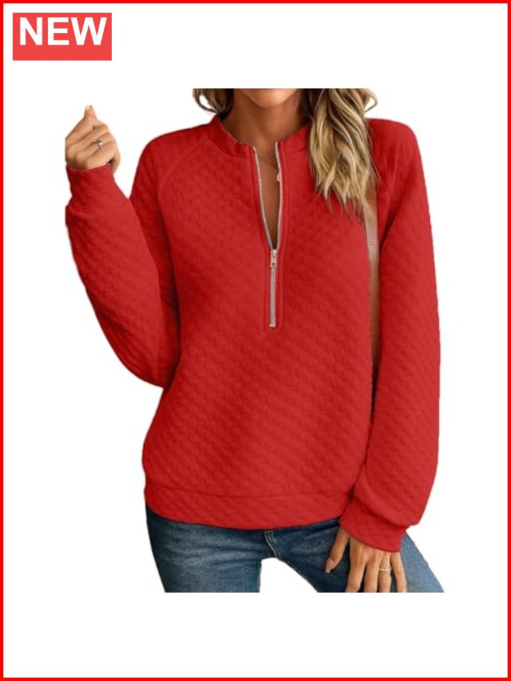 Womens Half Zip Quilted Sweatshirt Pullover Oversized Long Sleeve